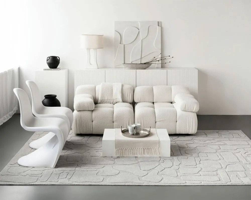 Tappeto in lana grigio chiaro 133x190 cm Morphic Dunes - Agnella