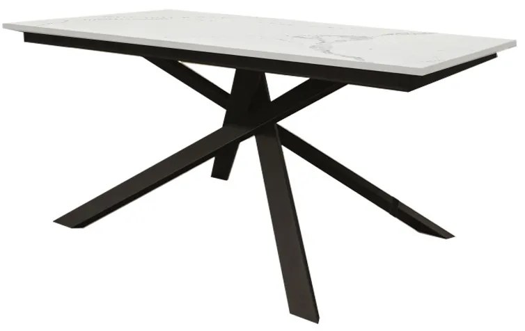 Tavolo VOLPAIA in legno, finitura marmo bianco statuario e metallo verniciato antracite, allungabile 120×80 cm – 170×80 cm