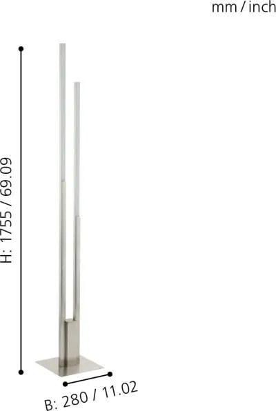 Eglo 55972 - LED RGBW dimmerabile lampada da terra FRAIOLI-C LED/34W/230V finitura cromo opaco + telecomando