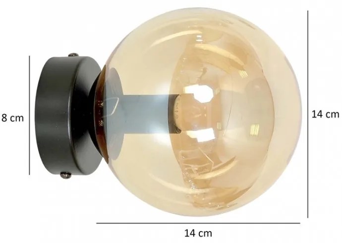 Lampada da Parete ROSSI K1 BL E14 Grafite,Trasparente, Miele Colore del corpo Miele