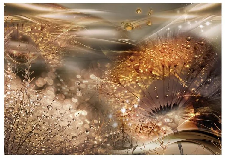 Fotomurale  Dandelions' World (Gold)  Colore Oro, Dimensioni e Misure 100x70