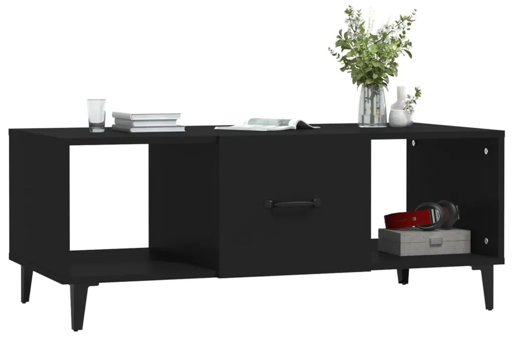 Tavolino da salotto nero 102x50x40 cm in legno multistrato