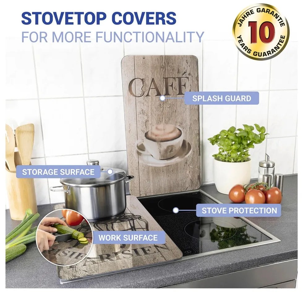 Set di 2 coperchi in vetro per fornello Bistrot, 52 x 30 cm Café - Wenko