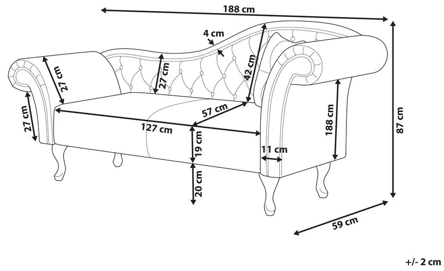 Chaise longue per lato destro in velluto beige LATTES Beliani