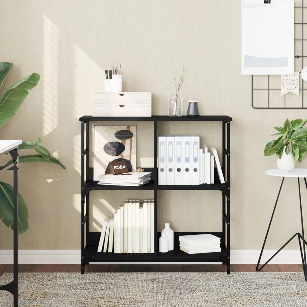 Libreria Nera 78,5x33x82 Cm İn Legno Multistrato /