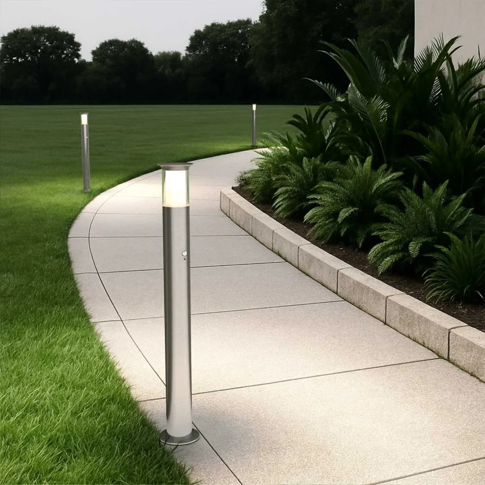 Paletto Solare 80cm in Acciaio Inox con Sensore Movimento e Picchetto Colore  Bianco Naturale 4.000K