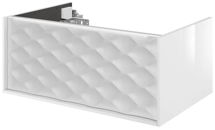 Mobile da bagno sospeso sotto lavabo L 75 x H 32 x P 48 cm bianco laccato lucido, 1 cassetto SENSEA Neo