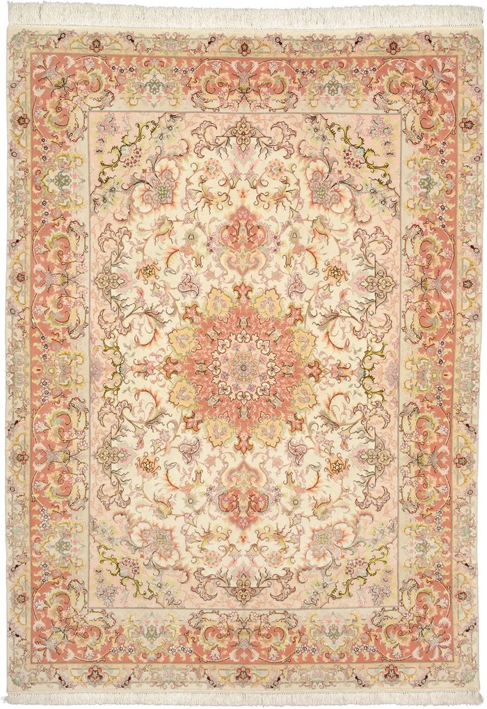 Tabriz Tappeto 150x200 Beige (Iran) Annodato A Mano