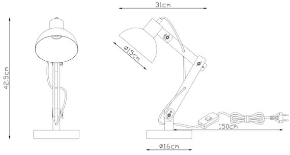 Globo 21504 - Lampada da tavolo TONGARIRO 1xE27/40W/230V