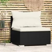 Divano Centrale da Giardino con Cuscini in Polyrattan Nero cod mxl 65363