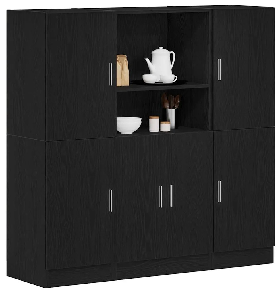 Set Di Mobili Da Cucina 3 Pz Nero İn Truciolato /