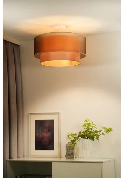 Duolla - Lampadario a plafone WOOD BOHO 1xE27/15W/230V diametro 45 cm rame/beige