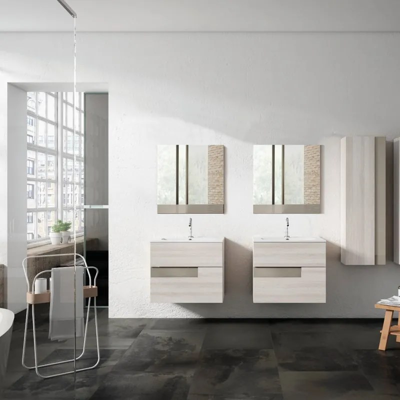 Mobile da bagno sotto lavabo VISOBATH Vision betulla laminato opaco L 60 x H 55 x P 45 cm 2 cassetti, lavabo non incluso