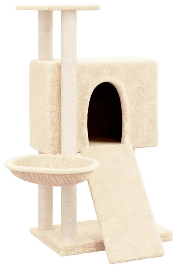 Albero per gatti con tiragraffi in sisal crema 96 cm