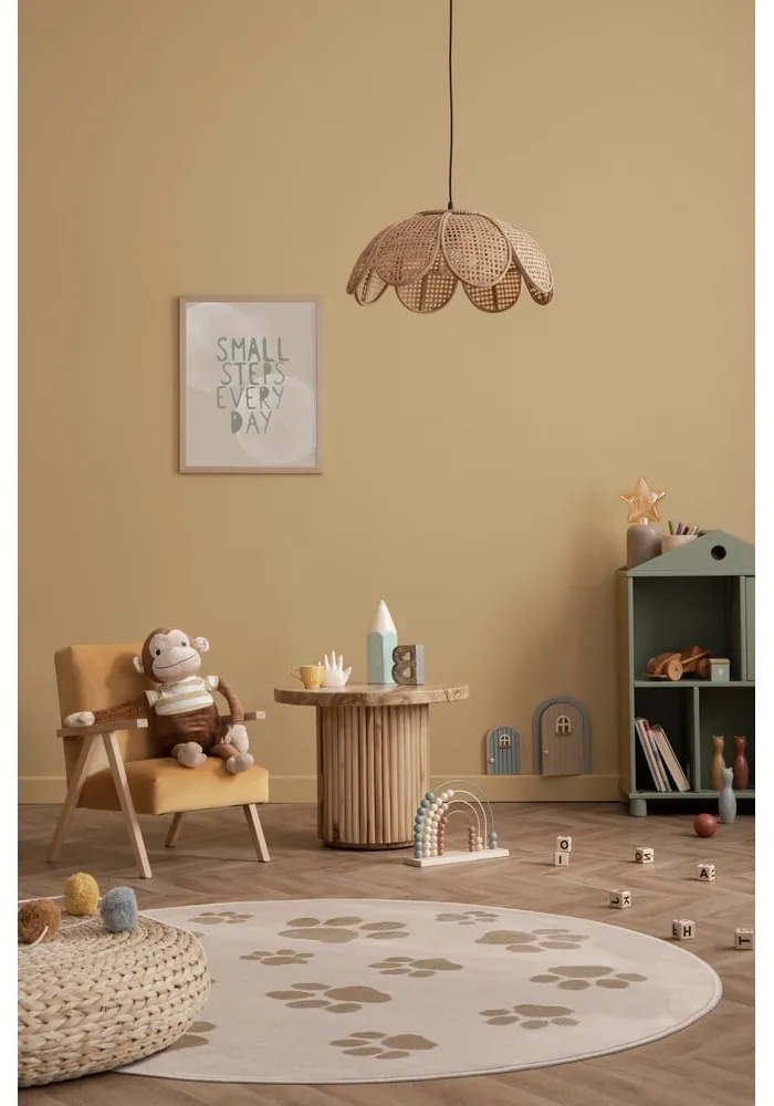 Tappeto per bambini beige ø100 cm Paws Light Beige – FD