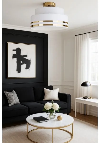 Plafoniera TAMI 1xE27/60W/230V diametro 40 cm bianco/oro