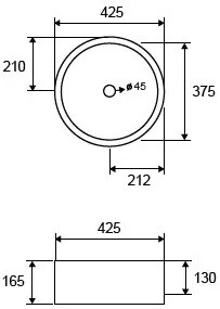 New Line O2 Lavabo Tondo 42,5 Cm Da Appoggio In Porcellana Bianco