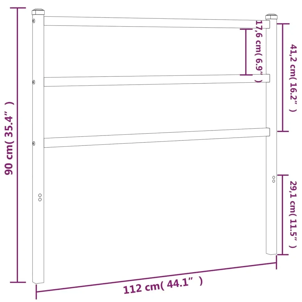 Testiera in metallo nero 107 cm