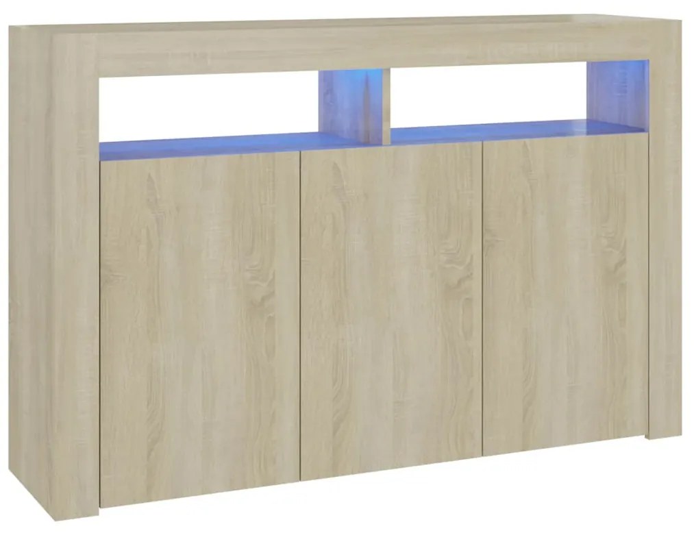 Credenza con luci led rovere sonoma 115,5x30x75 cm