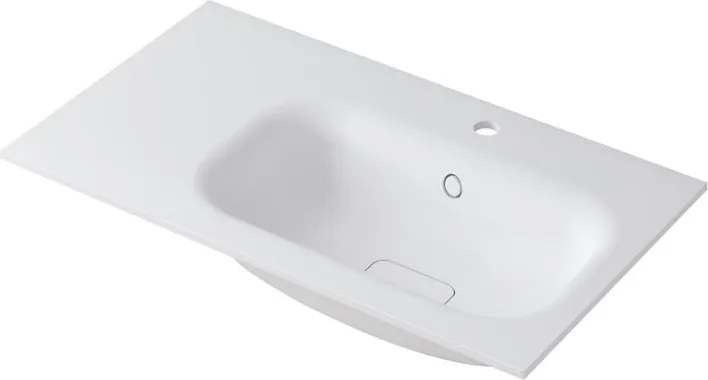 Lavabo a incasso rettangolare vasca a destra L 90.5 x H 15 x P 46 cm in resina bianco lucido