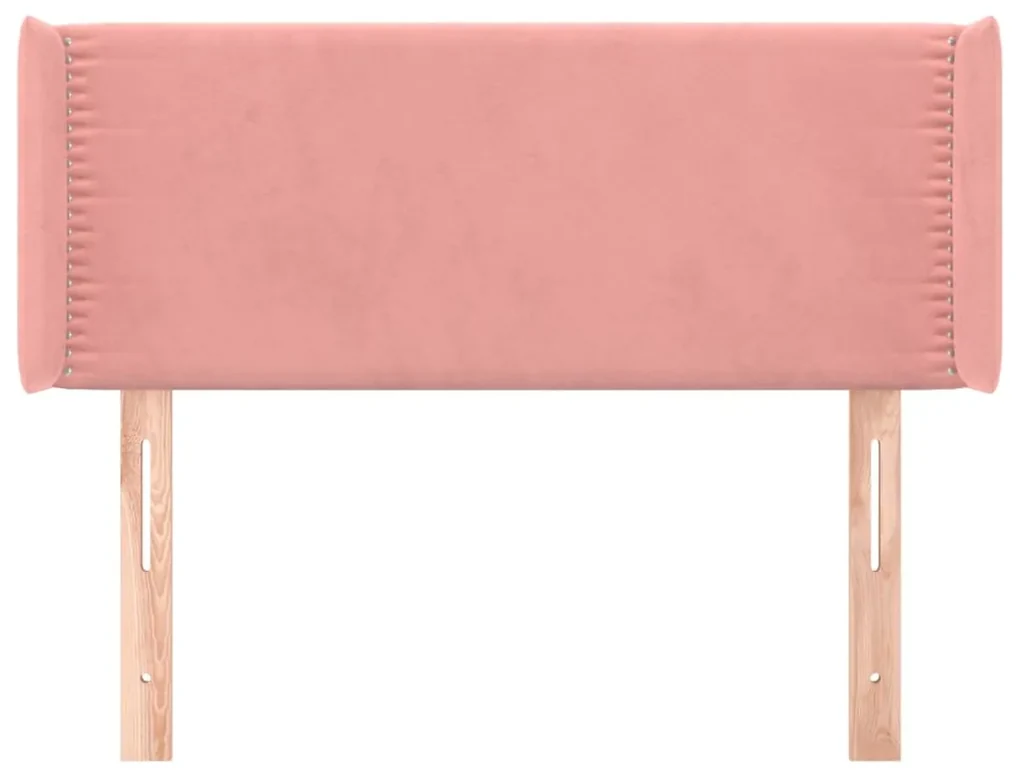 Testiera ad orecchio rosa 83x16x78/88 cm in velluto