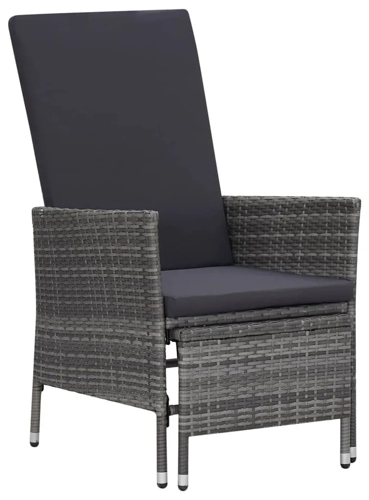 Set Divani da Giardino 3 pz con Cuscini in Polyrattan Grigio