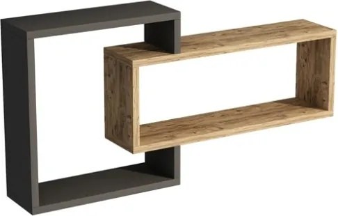Mensola Sospesa 2 Vani A Cubo 87x15x44 Dante Antracite E Rovere