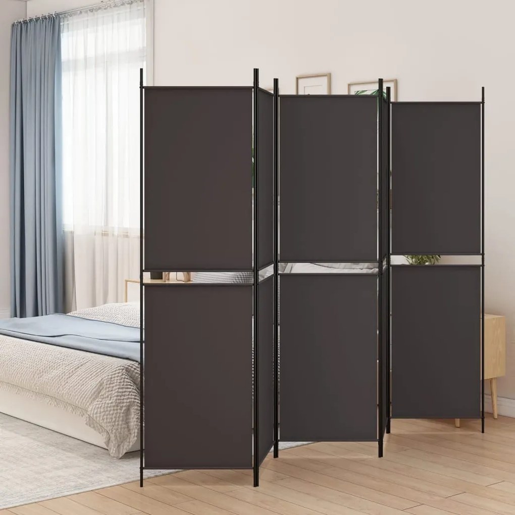 Divisorio A 5 Pannelli Marrone 250x200 Cm İn Tessuto /