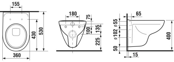 JIKA H8663810000001- WC sospeso + sedile WC LYRA in Duroplast/bianco