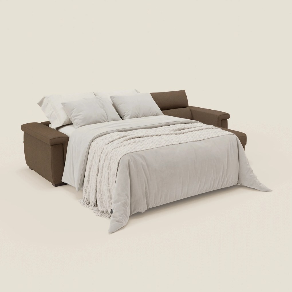 Magnolia divano letto angolare con Penisola Contenitore - Materasso H18 cm in tessuto smacchiabile T05 marrone