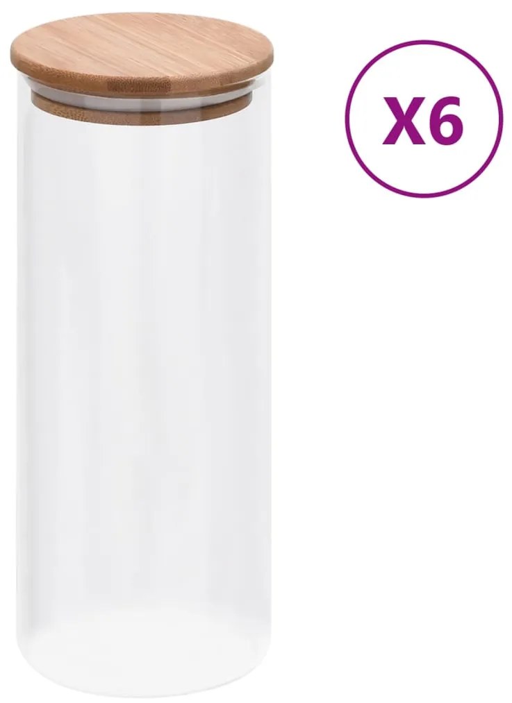 Barattoli Di Vetro Con Coperchio İn Bambù 6 Pz 1000 Ml /