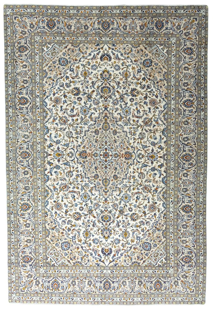 Kashan Tappeto 240x360 Beige (Iran) Annodato A Mano