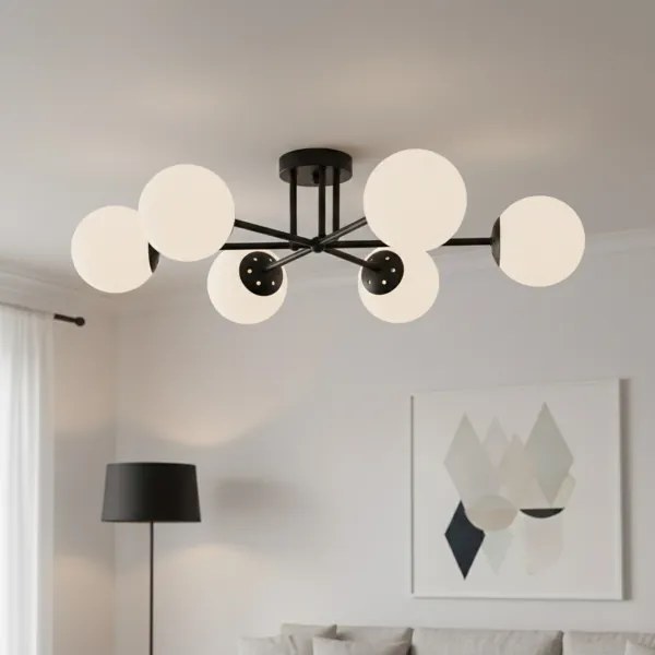 Brilagi - Lampadario da soffitto MALIVA 6xE14/15W/230V nero/bianco