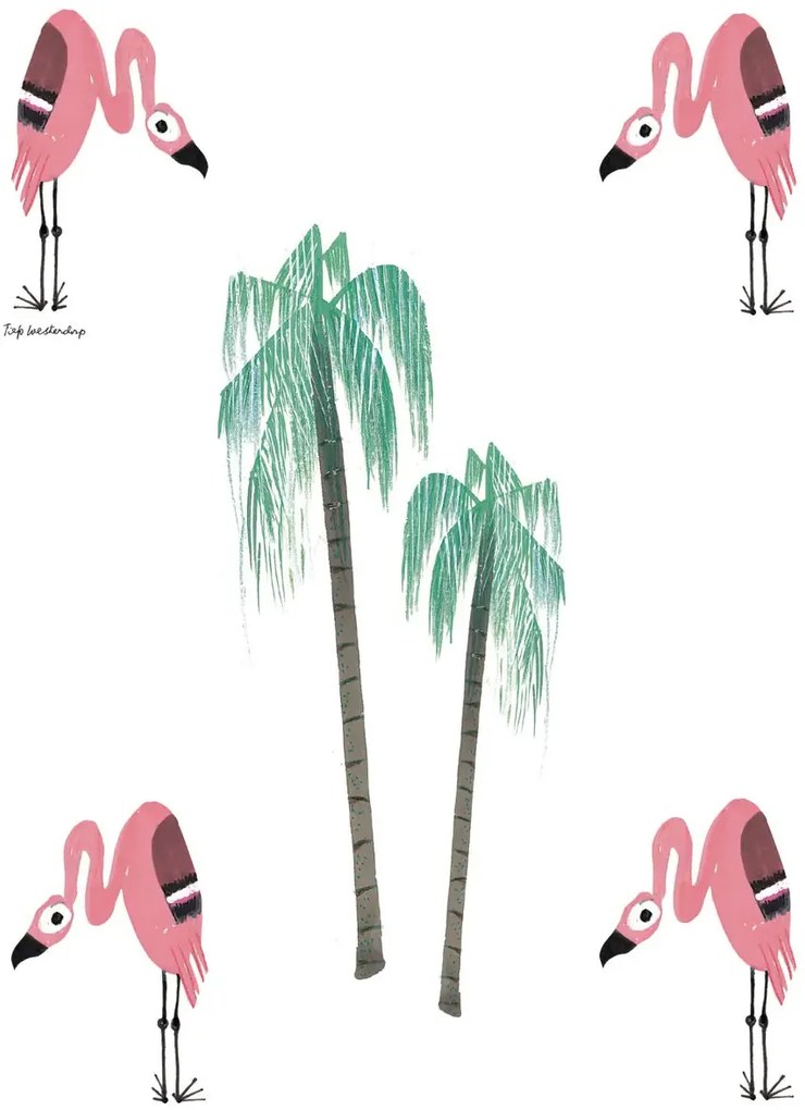 KEK Amsterdam Carta da parati Flamingo - White