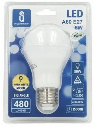 LED A5 A60B E27 6W 3000K 480lm 230V D60*H108mm