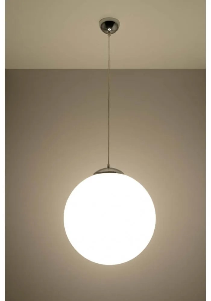 Lampadario a Sospensione in Acciaio e Vetro UGO Ø40 E27 Cromo Colore del corpo Bianco e Cromo