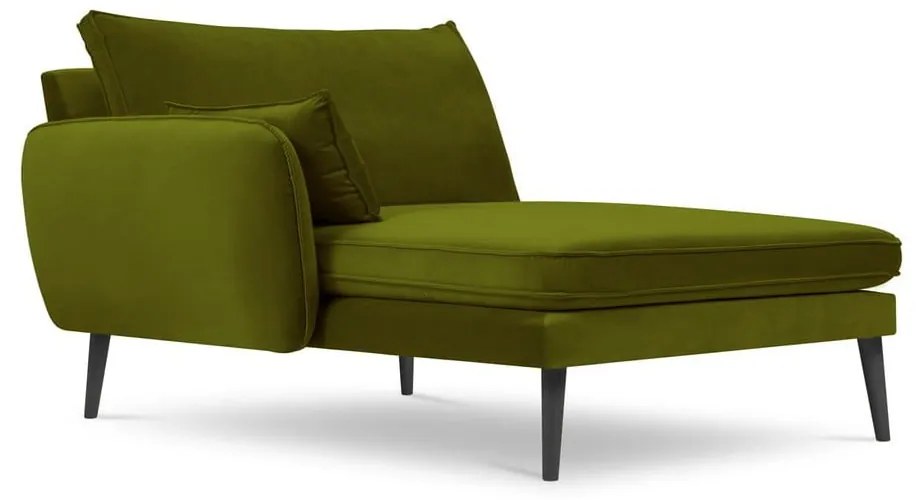 Poltrona lounge in velluto verde con gambe nere, angolo sinistro Lento - Kooko Home