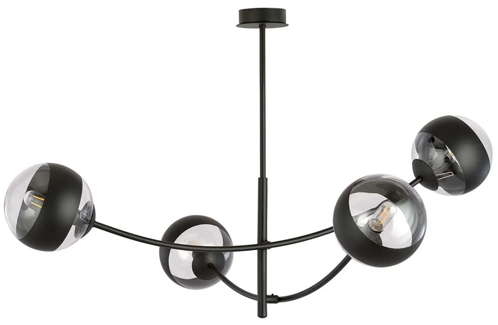 Plafoniera Contemporaneo Oceano Acciaio Nero 4 Luci E14 Ip20