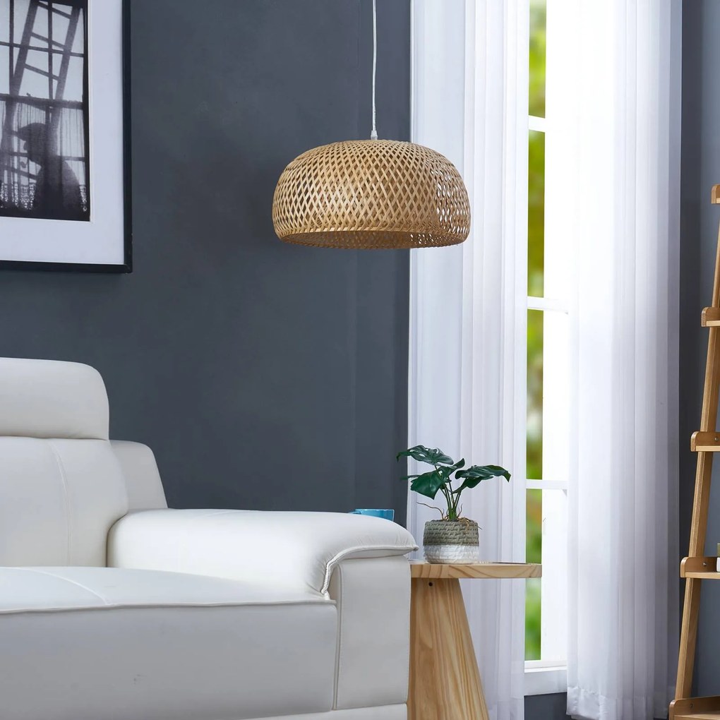 Lampada a sospensione Jadwiga Lindby, dimmerabile, Legno chiaro, Soggiorno / Sala da pranzo, bambù, Scandinavo, Lampada a sospensione