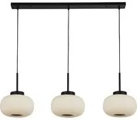 Lampadario Contemporaneo Lumina Acciaio Bianco Vetro Nero 3 Luci E27