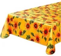 Tovaglia Antimacchia Cucina 120x160 cm Girasoli Bordata Cotone Plastificato Copritavolo Giallo