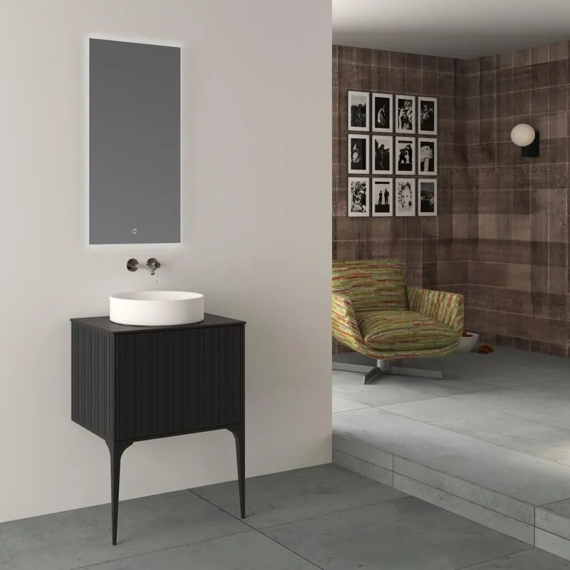Mobile da bagno sospeso sotto lavabo Domino di Baden Haus L 60 x H 43 x P 46 cm nero cannettato opaco, 1 cassetto