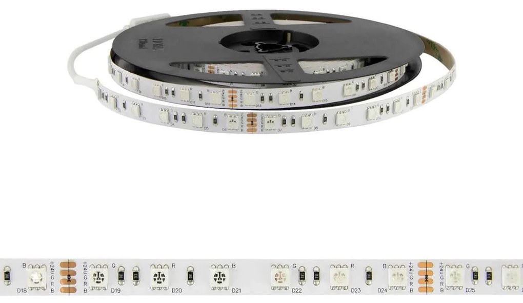 Striscia LED Professional 5050/60 - RGB - IP20 - 144W/m - 5m - 24V Colore RGB