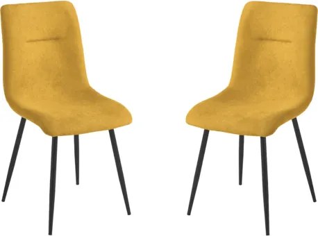 Sedia da pranzo in tessuto Giallo gambe metallo Nero - MANDY 2 sedie