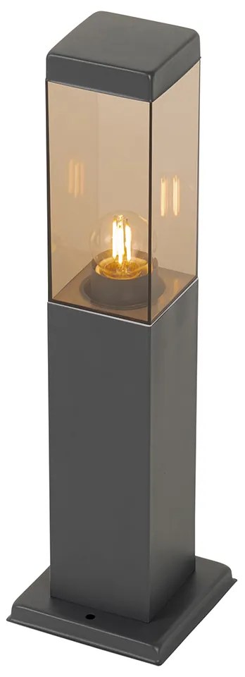 Lampada da esterno moderna grigio scuro con vetro fumé 45 cm - Malios