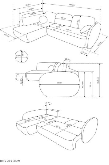 Divano letto angolare con contenitore a L OLBIA, angolo destro, beige