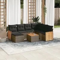 Set Divano da Giardino 8 pz con Cuscini Grigio in Polyrattan 3227894