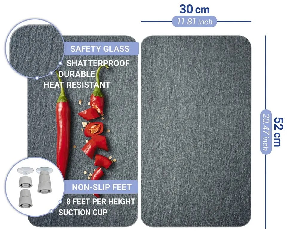 Set di 2 copri stufe in vetro, 52 x 30 cm Cayenne - Wenko