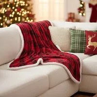 Plaid tartan rosso 160x210 cm sherpa