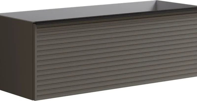 Mobile da bagno sospeso sotto lavabo Pixel stripes 2 cassetti L 120 x H 40 x P 45.5 cm grigio carbone e maniglia alluminio nero opaco